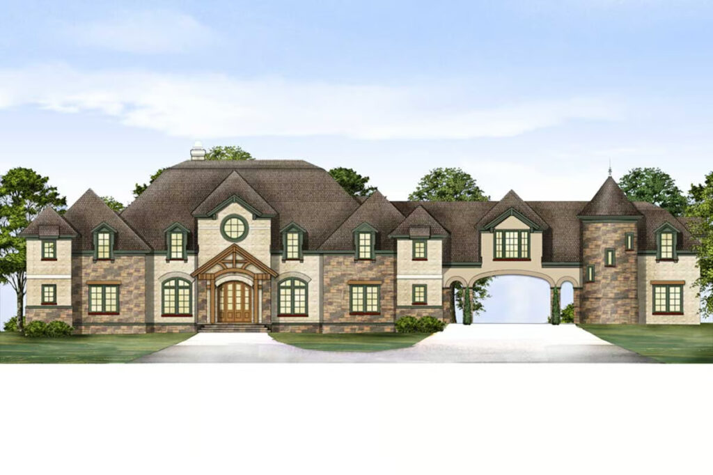 5-Bedroom 2-Story European House with Two-Story Master Closet (Floor Plan)