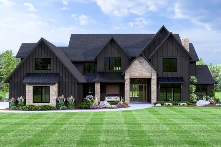 4-Bedroom 2-Story Modern Farmhouse With Side Entry Garage and Spacious Porch (Floor Plan)