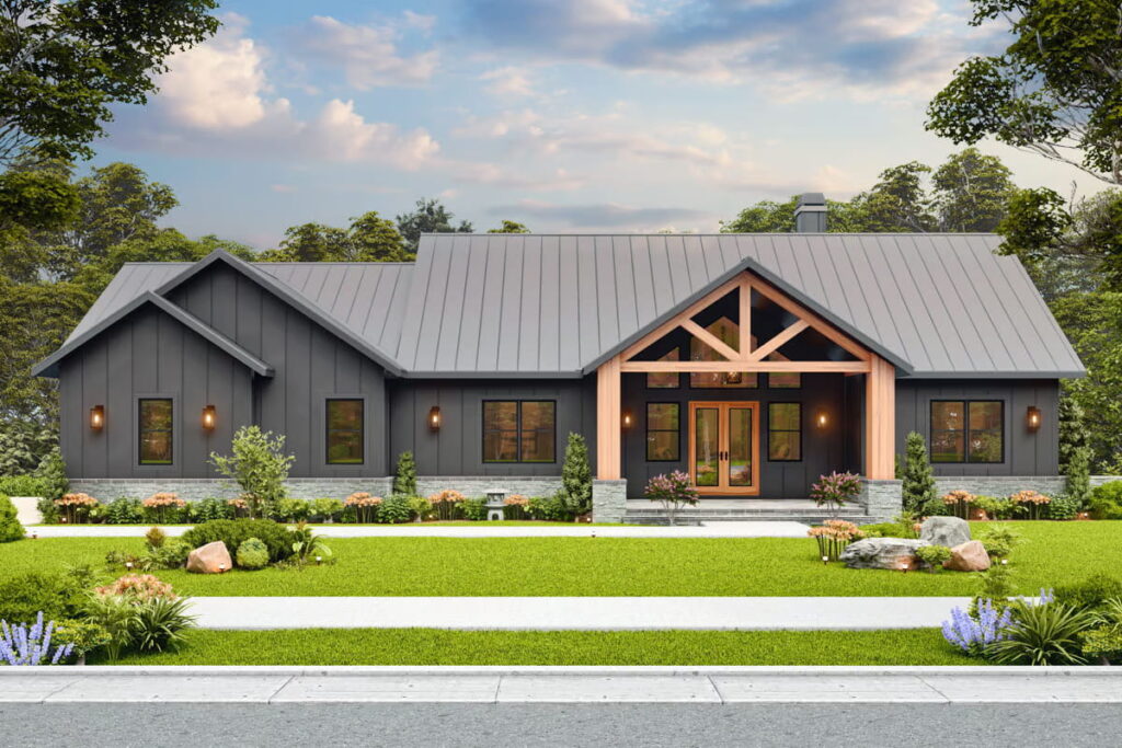 4-Bedroom 1-Story Mountain Craftsman House with Social Area (Floor Plan)