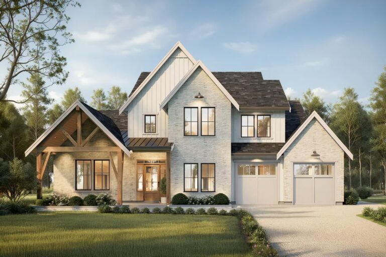 4-Bedroom 2-Story Modern Craftsman House with Private Study (Floor Plan)
