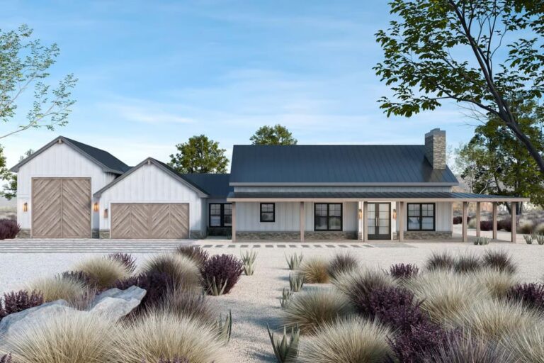 3-Bedroom 1-Story Modern Farmhouse With Expansive RV Garage (Floor Plan)