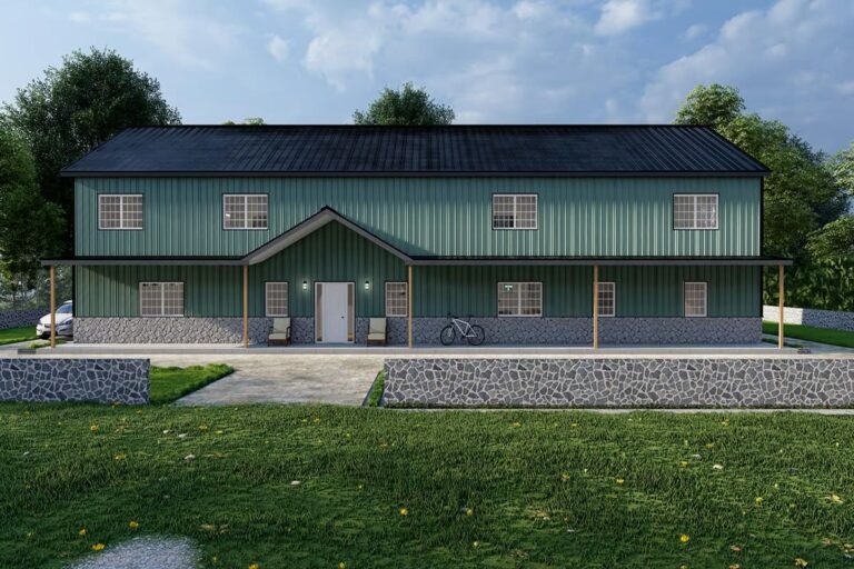 6-Bedroom 2-Story Barndominium House with Home Gym (Floor Plan)