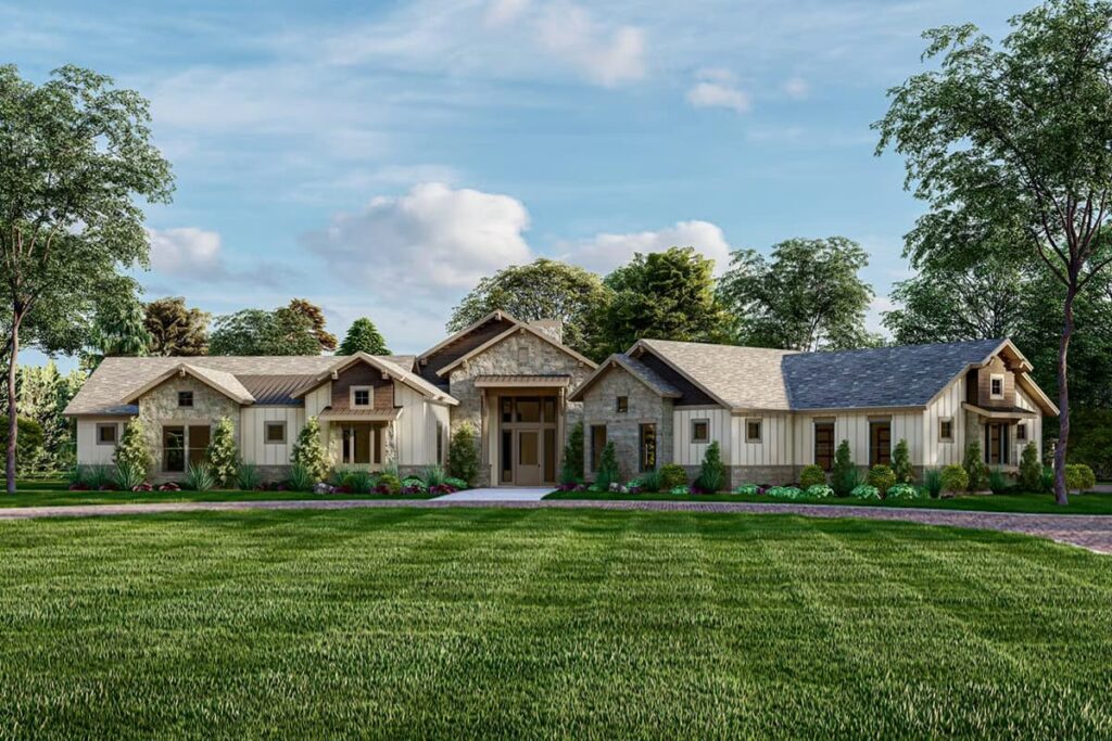 4-Bedroom 1 Story Modern Farmhouse With Luxurious Master Suite (Floor Plan)