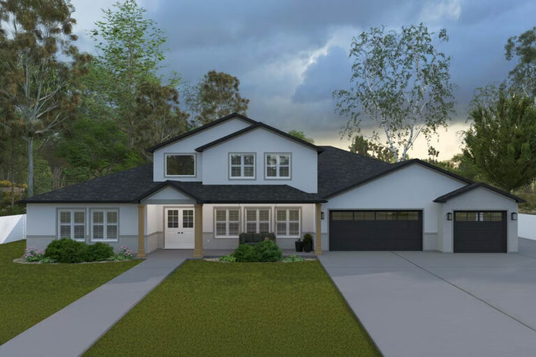 4-Bedroom Dual-Story Traditional Home With Hidden Pantry (Floor Plan)
