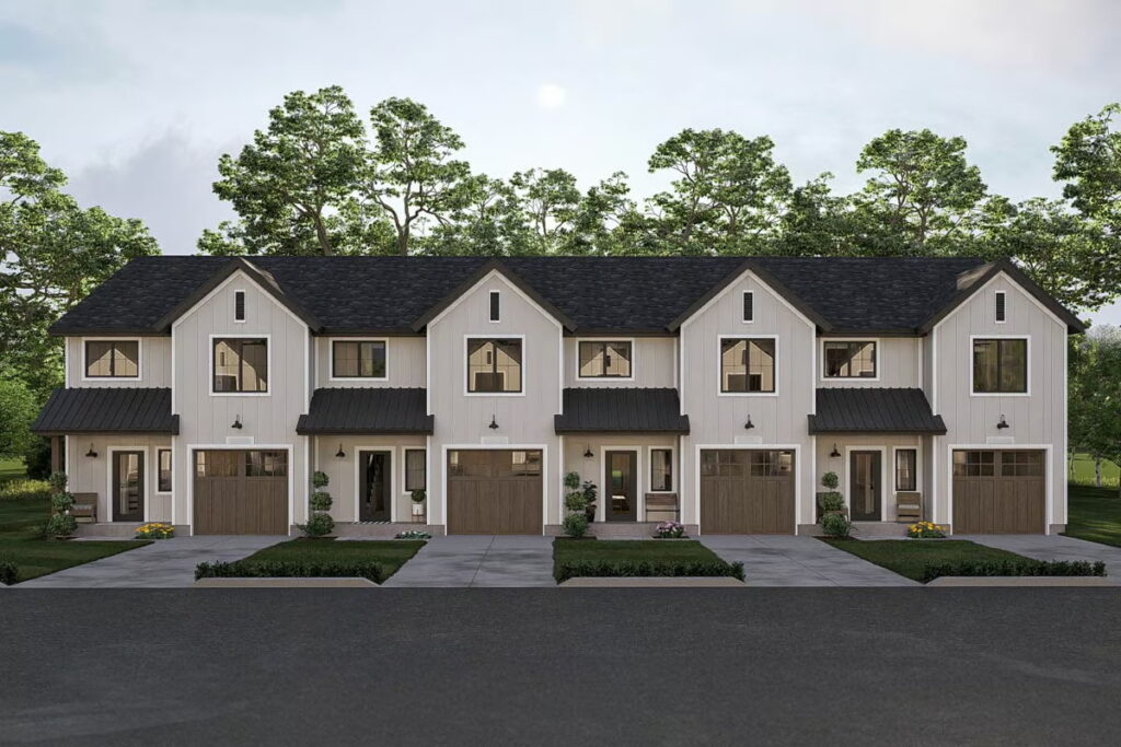 4-Unit 2-Story Quadplex House with 3-Bed Matching Units (Floor Plan)