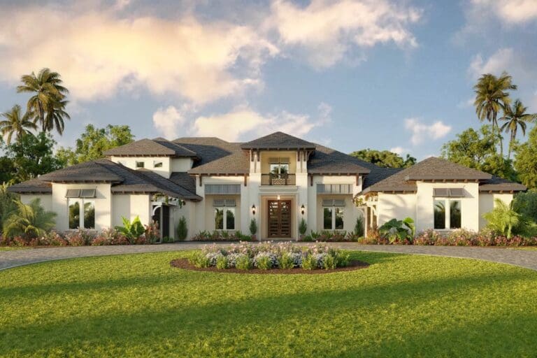 7-Bedroom 2-Story Modern Farmhouse With Courtyard Garage and Game Room (Floor Plan)