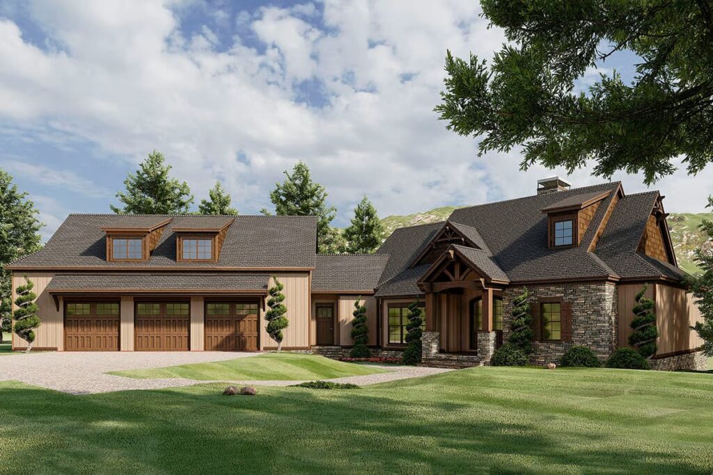 4-Bedroom 2-Story Rustic Mountain House with Dual Master Suites (Floor Plan)