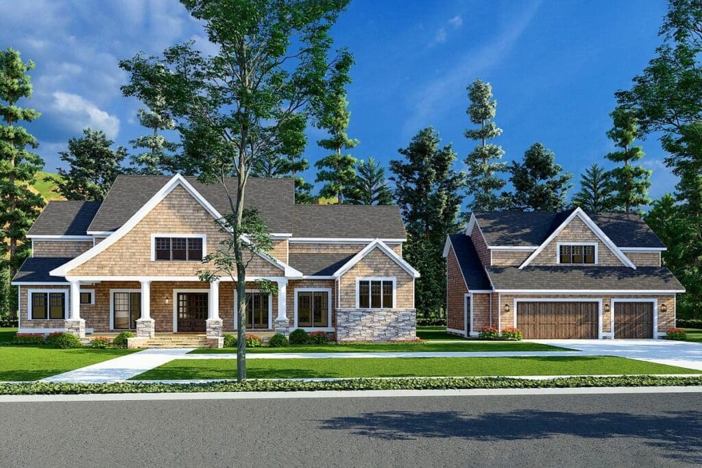 6-Bedroom 2-Story Country House with Detached Garage Apartment (Floor Plan)