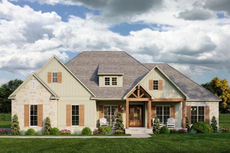 3-Bedroom 1-Story Modern Farmhouse With Bonus Room & Side Garage (Floor Plan)