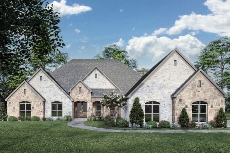 4-Bedroom 1-Story Contemporary European House with Safe Room (Floor Plan)
