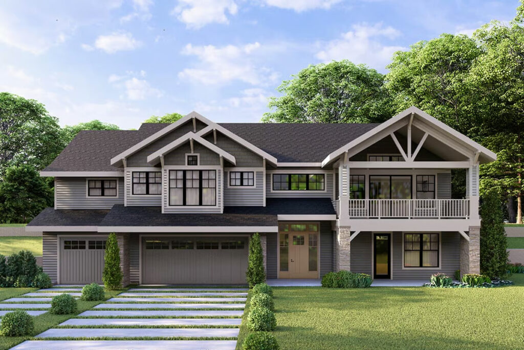 4-Bedroom Duel-Story Craftsman Home With Split Bedroom Layout and Outdoor Living Spaces (Floor Plan)