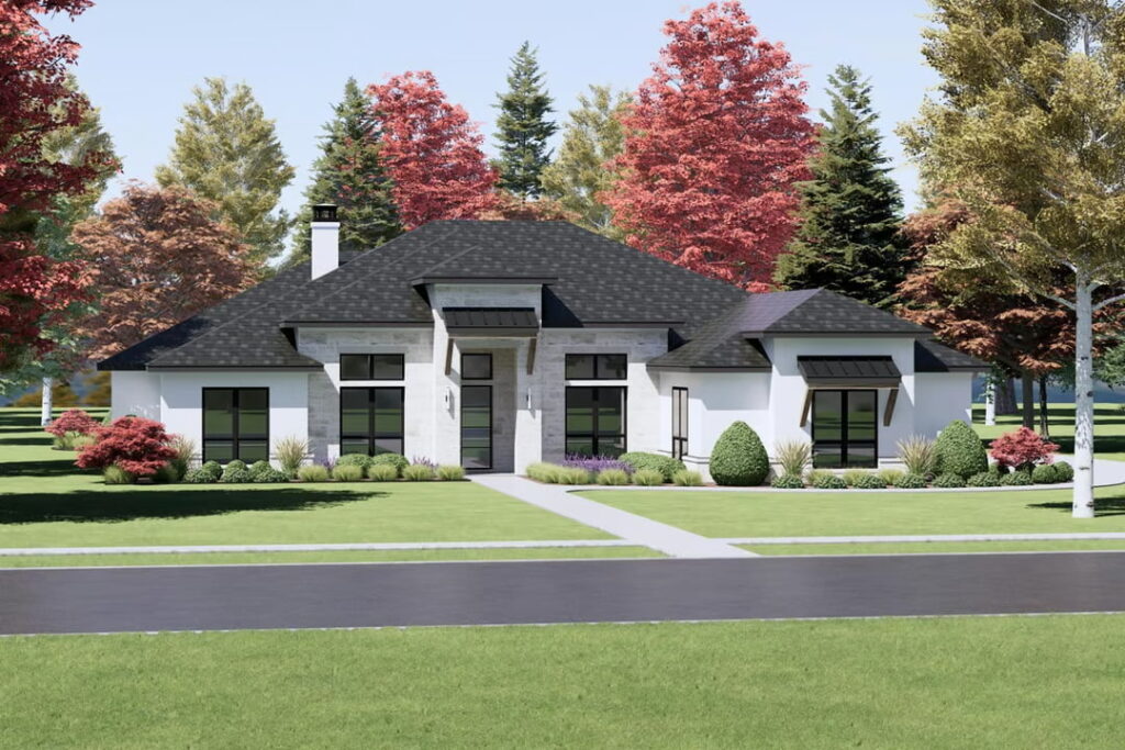 4-Bedroom 1-Story New American Ranch with Luxurious Split-Bed Layout (Floor Plan)