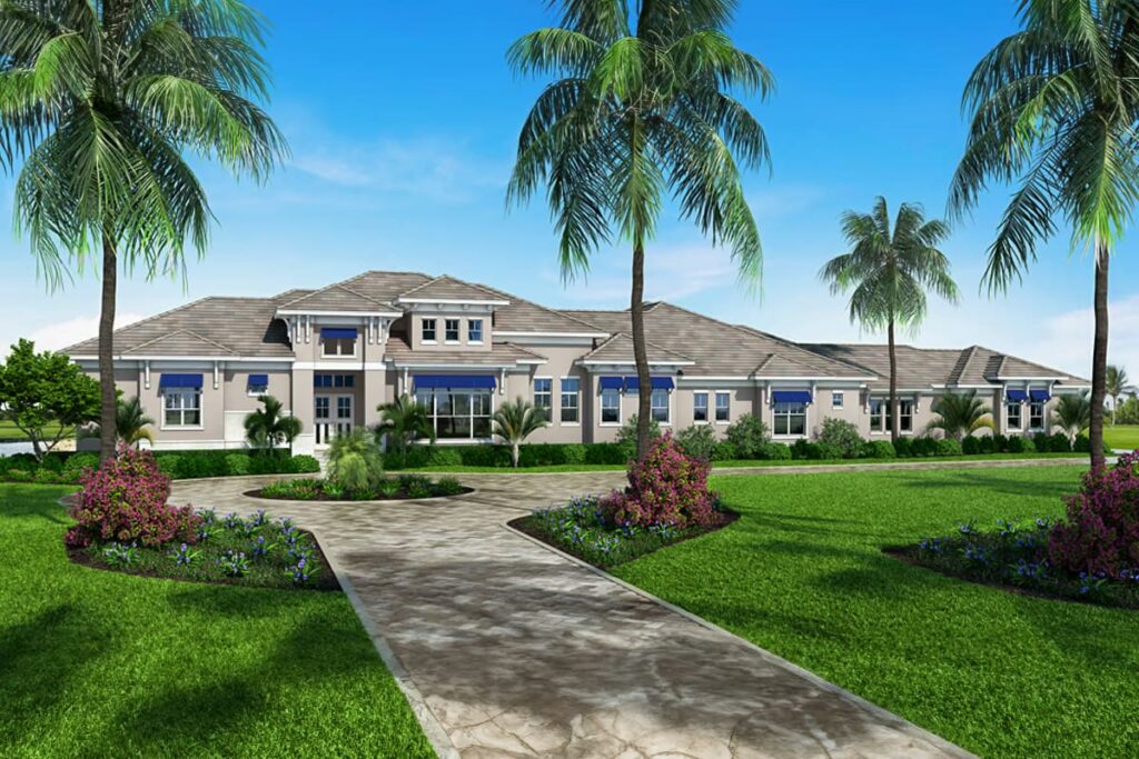 4-Bedroom One-Story Coastal Contemporary House with Expansive Lanai (Floor Plan)