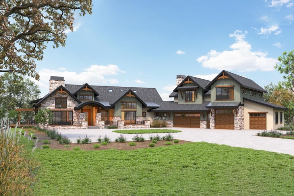 4–6 Bedroom 2-Story Modern Farmhouse With Optional Lower Level and 4-Car Courtyard Garage (Floor Plan)