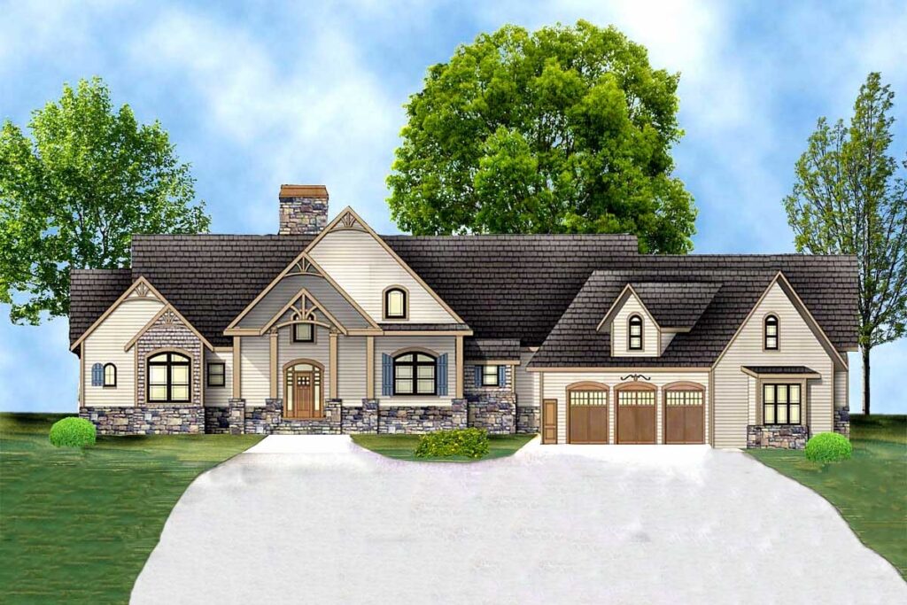 5-Bedroom Dual-Story Rustic Ranch Home with In-law Suite (Floor Plan)