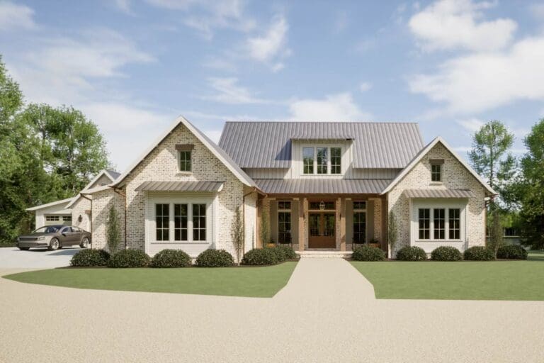 3-Bedroom 2-Story Modern Farmhouse with Brick Exterior (Floor Plan)