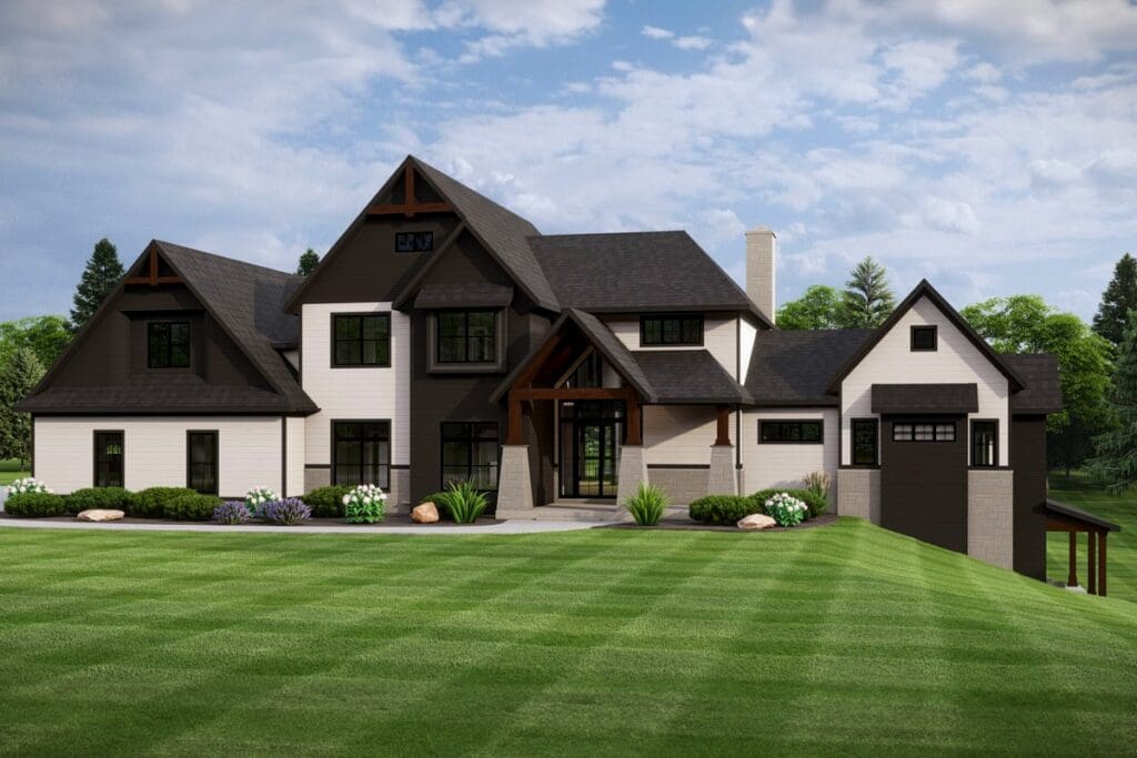 5-Bedroom 2-Story European Modern Farmhouse With Barbecue Porch and Bonus Room (Floor Plan)