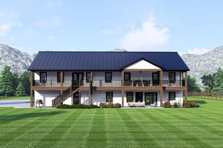 Spacious 7-Bedroom 2-Story Modern Barndominium With Private Upstairs Apartment (Floor Plan)