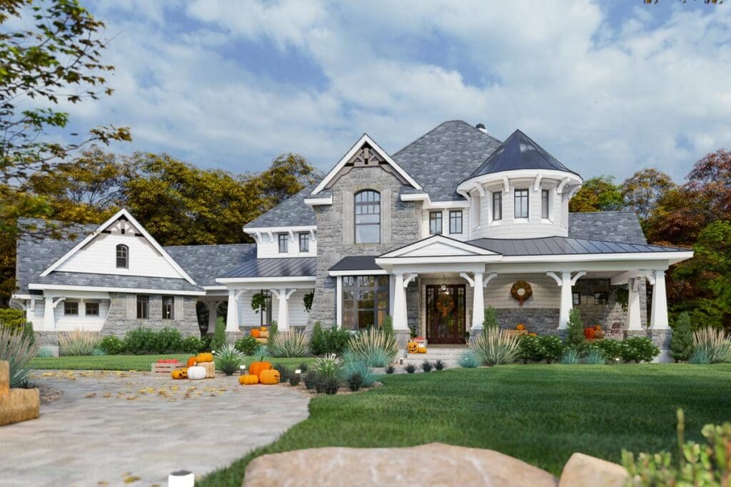 Two-Story 4-Bedroom Traditional Home with Circular Stair (Floor Plan)