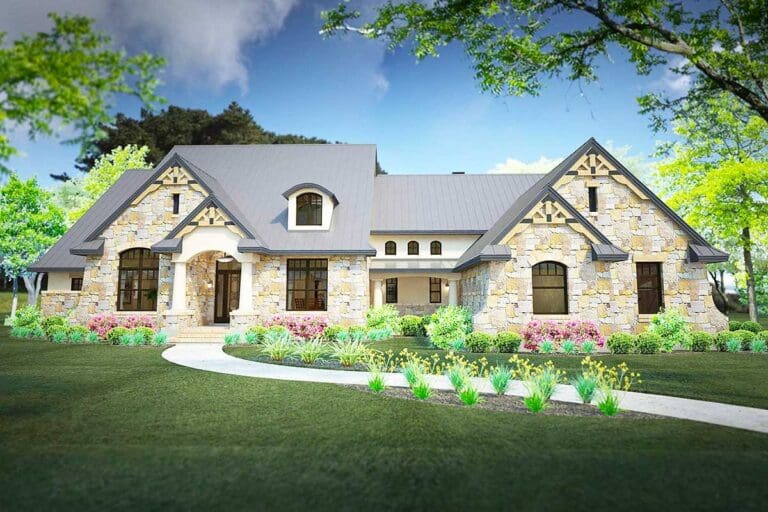 3-Bedroom 1-Story Luxury Farmhouse With 3-Car Garage and Flexible Study Option (Floor Plan)
