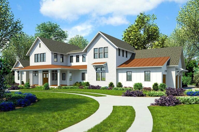 5-Bedroom Two-Story Modern Farmhouse with First-Floor Master (Floor Plan)