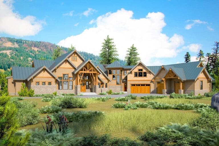 4-Bedroom 2-Story European Modern Farmhouse With Courtyard Garage and Bonus Space (Floor Plan)