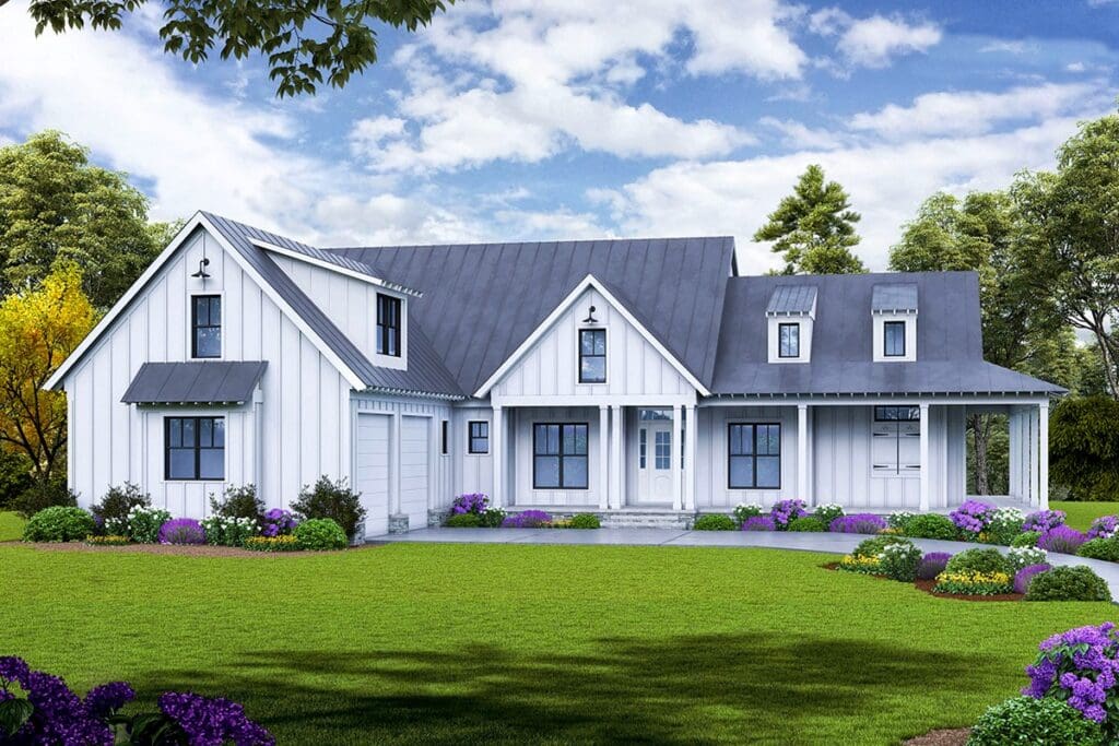5-Bedroom 2-Story Modern Farmhouse with Idyllic Wrap Around Porch (Floor Plan)