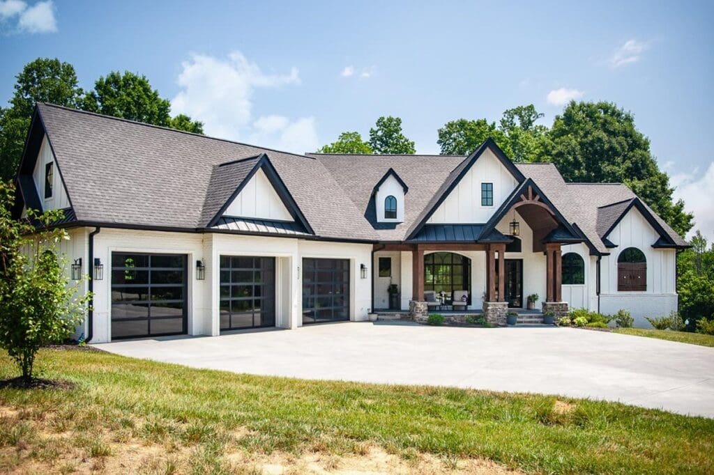 1-Story 5-Bedroom Contemporary Craftsman House with Angled Garage (Floor Plan)