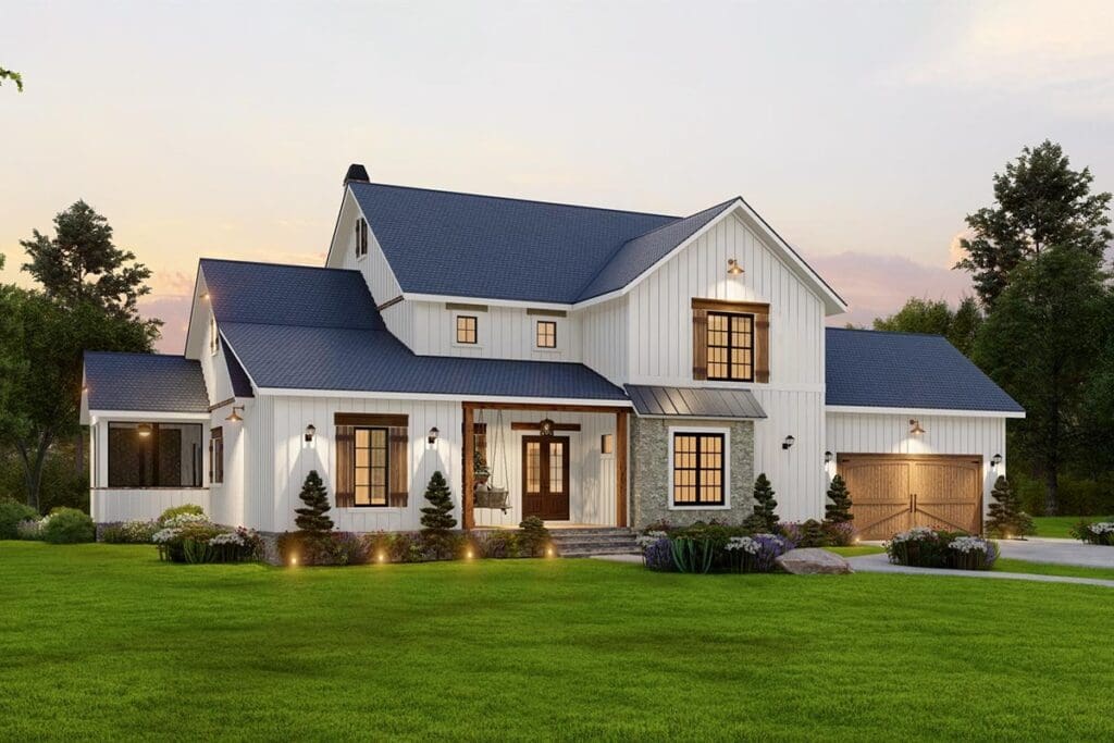 Two-Story 4-Bedroom Modern Farmhouse with Drive-Under Garage (Floor Plan)