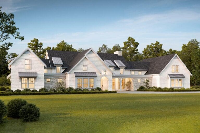 2-Story 6-Bedroom New American House with 2-Story Ceilings in the Core (Floor Plan)