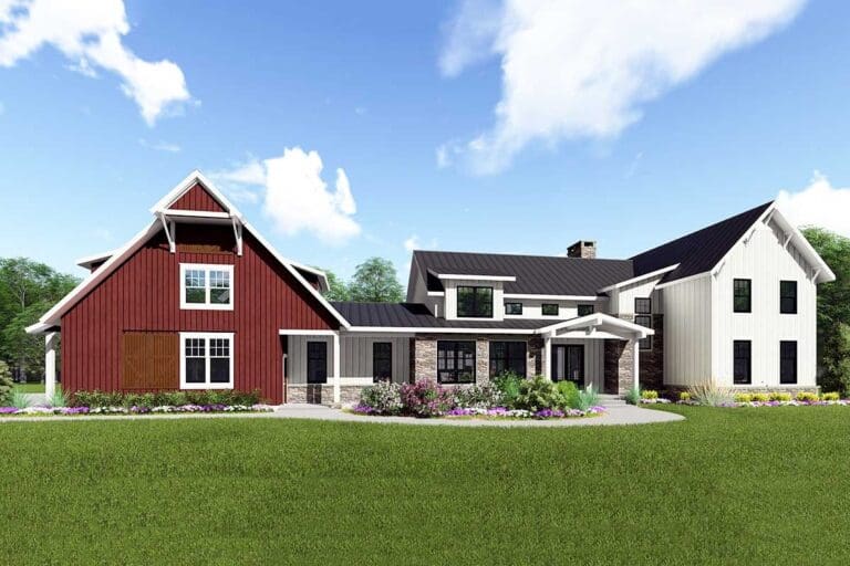 4-Bedroom 2-Story Luxury Farmhouse With Screened Porch and Optional Fifth Bedroom (Floor Plan)