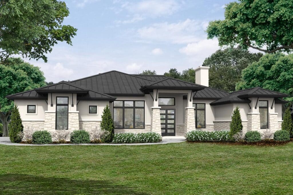Single-Story 3-Bedroom Modern Hill Country House with Private Casita (Floor Plan)