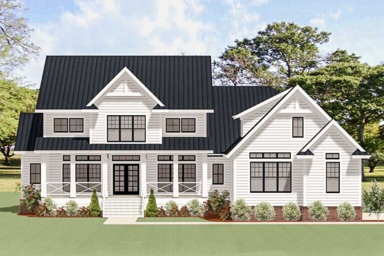 4-Bedroom 2-Story Modern Farmhouse With Bonus Room and Side-Entry Garage (Floor Plan)