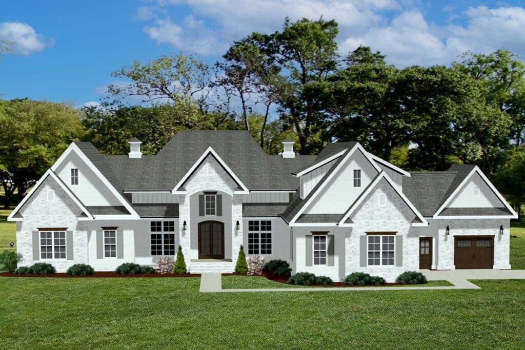 4-Bedroom 1-Story Modern Farmhouse With Bonus Room & Expansive Rear Porch (Floor Plan)