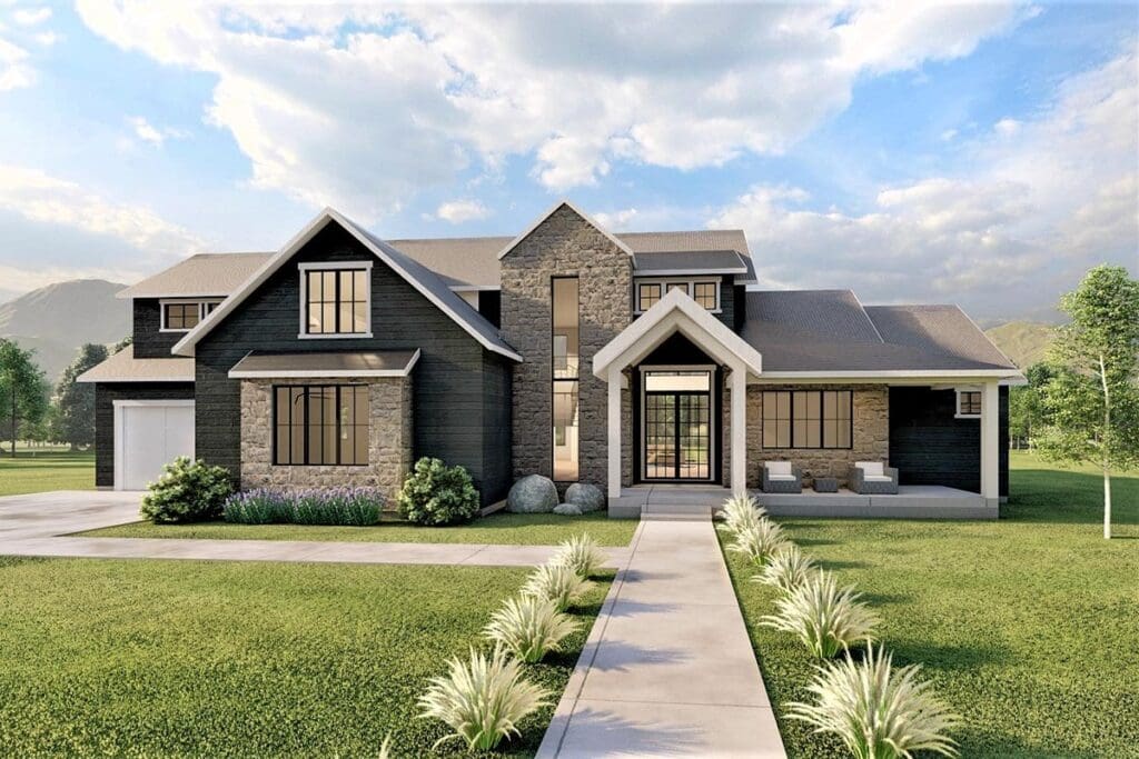 6-Bedroom Dual-Story Transitional Farmhouse with 2-Story Great Room (Floor Plan)