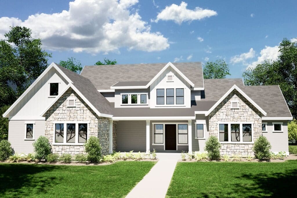 4-Bedroom Two-Story New American House with Optionally Finished Lower Level (Floor Plan)