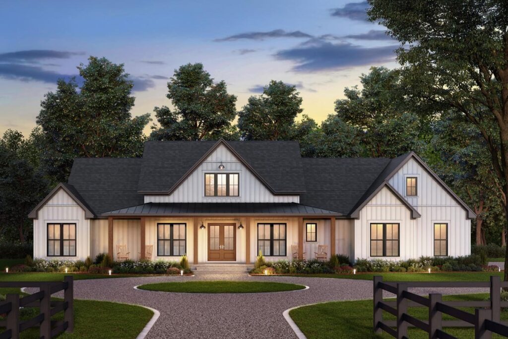 4-Bedroom One-Story Modern Farmhouse with Vaulted Great Room (Floor Plan)
