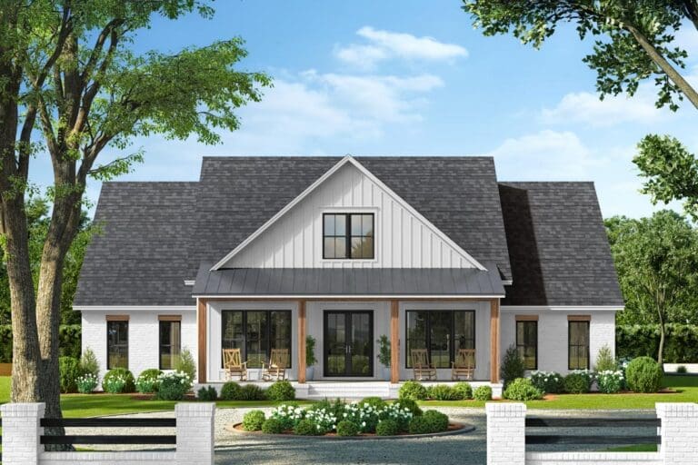 4-Bedroom 1-Story Country Farmhouse with Workshop and Bonus Room (Floor Plan)