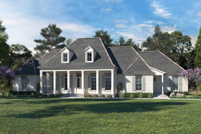 1-Story 4-Bedroom Modern Farmhouse With Expansive Porches and Optional 3-Car Garage (Floor Plan)