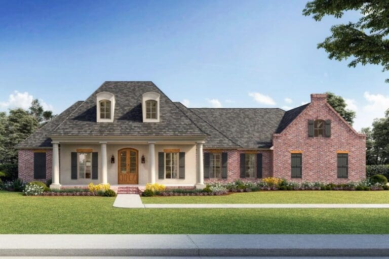 4-Bedroom 1-Story Modern Farmhouse With Bonus Room and Expansive Porches (Floor Plan)