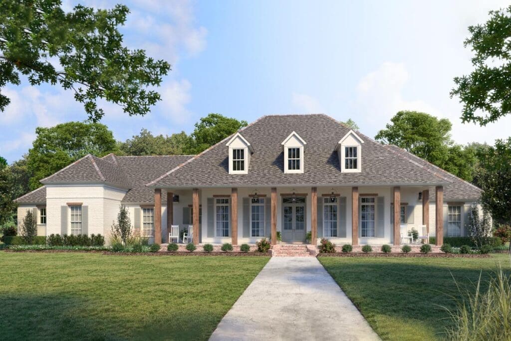 4-Bedroom 1-Story Acadian House with Home Office (Floor Plan)