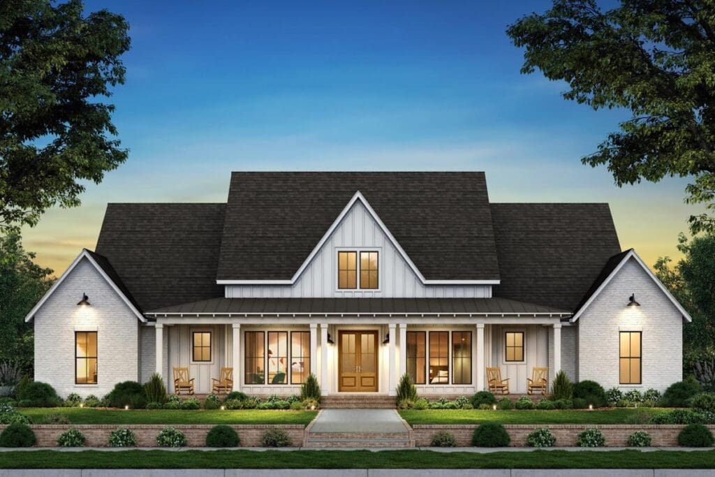 5-Bedroom 1-Story Modern Farmhouse With Bonus Room & Expansive Porches (Floor Plan)