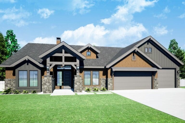 3-Bedroom 1-Story Modern Farmhouse With Expansive Covered Patio (Floor Plan)