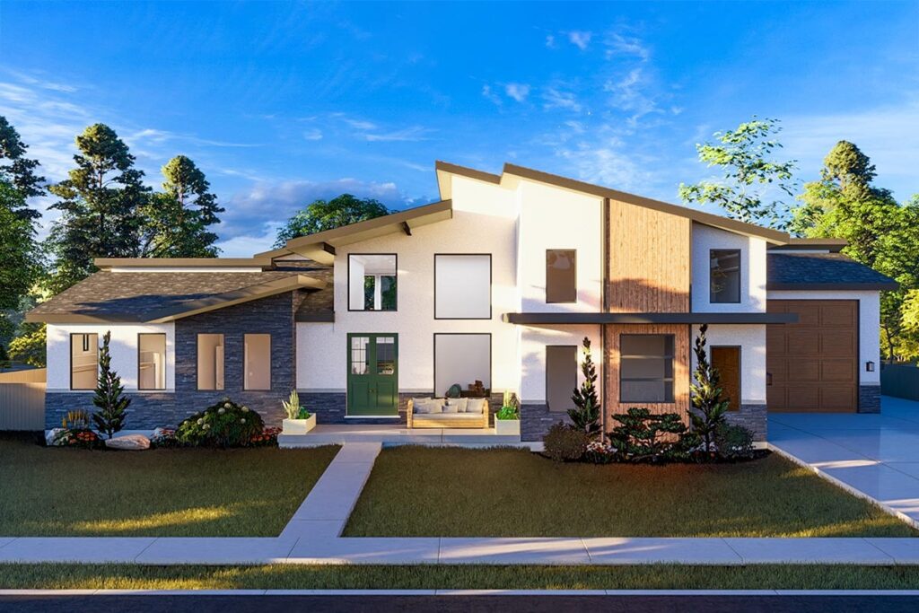 Dual-Story 8-Bedroom Modern Luxury House with Lower Level Sport Court (Floor Plan)