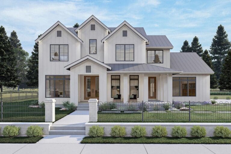 4-Bedroom 2-Story Transitional Farmhouse with Private Baths in Every Bedroom (Floor Plan)
