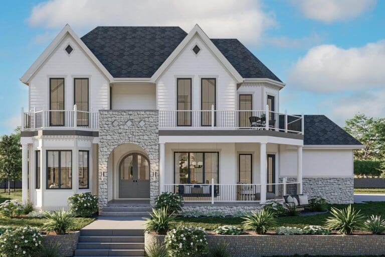 6-Bedroom 2-Story Contemporary Victorian House with 4-Ensuite Bedrooms (Floor Plan)