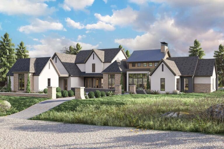 5-Bedroom Two-Story Modern European Home with 5-Car Garage (Floor Plan)