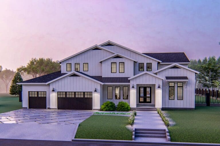 4-Bedroom 2-Story Modern Farmhouse With Lanai and Bonus Space (Floor Plan)