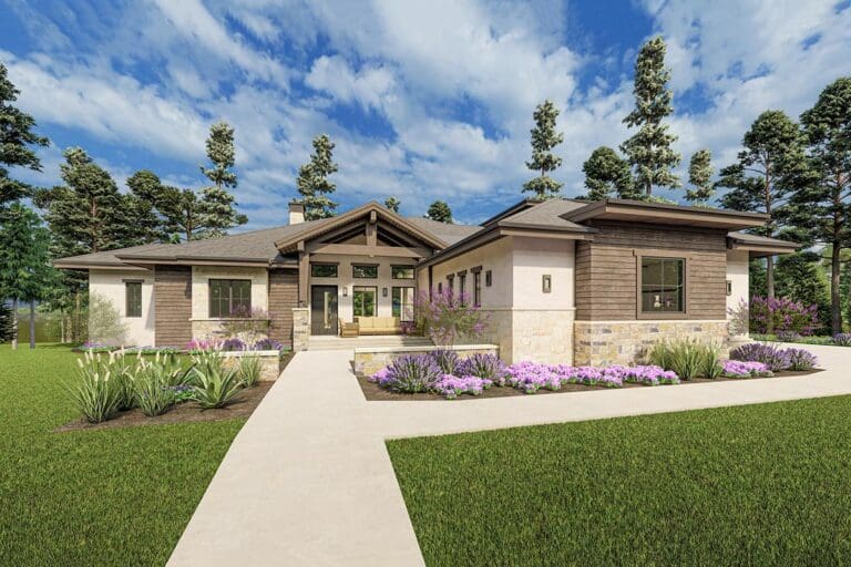 5-Bedroom 1-Story Modern Ranch Home with Second-Story Gym (Floor Plan)