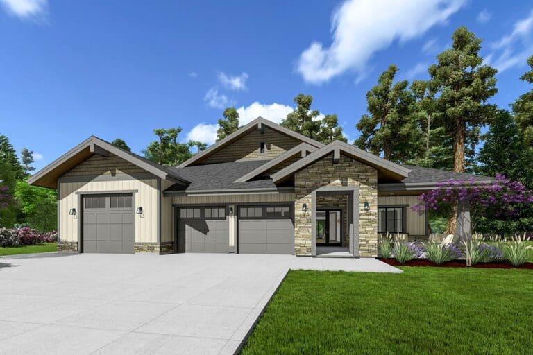 5-Bedroom 1-Story Modern Farmhouse With Optional Walkout Basement and Front Porch (Floor Plan)